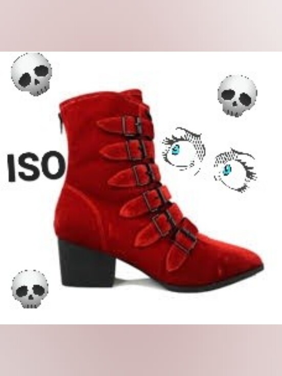 ISO! ISO! Strange Cvlt Red Velvet Coven Boots Size 11 ISO! ISO! DONT BUY!
